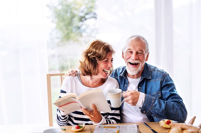 Older couple with dental implants